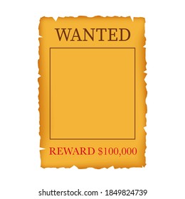 Wanted, dead or alive. Wild west, grunge, old poster on wooden planks. Vector stock illustration