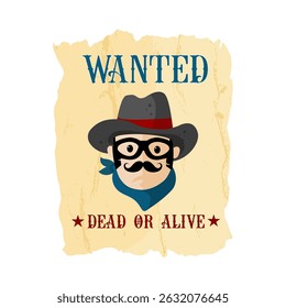queria morto ou vivo - selvagem oeste queria ícone de cartaz - ilustração vetorial
