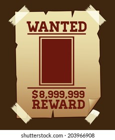 Wanted design over retro background, vector illustration