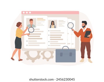 Empleados buscados aislados concepto de Ilustración vectorial. Puesto de trabajo vacante, búsqueda de empleados, vacantes abiertas, únase a nuestro equipo, estamos contratando, se busca personal, se necesita personal concepto de Vector.