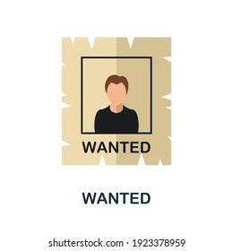Wanted flat icon. Color simple element from wild west collection. Creative Wanted icon for web design, templates, infographics and more