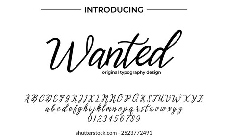 Elegante pincel pintado con letras mayúsculas de Vector, alfabeto, tipografía