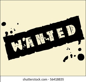 Wanted grunge rubber stamp