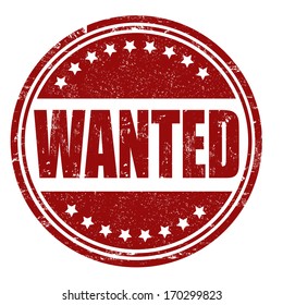 Wanted grunge rubber stamp on white, vector illustration