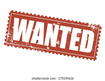 wanted grunge stamp on whit vector illustration