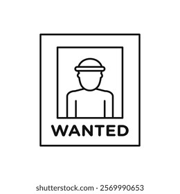 Wanted icon flat line symbol set.