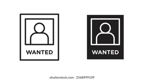 Wanted icon set vector graphics designs