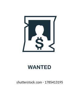 Icono deseado. Elemento simple de la colección policial. Icono de Creative Wanted para diseño web, plantillas, infografías y más