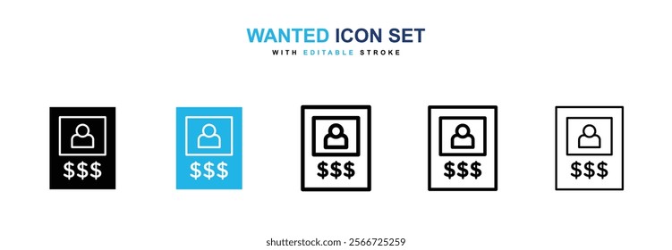 Wanted icons vector collection pack.