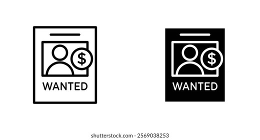 Wanted icons vector graphic pack