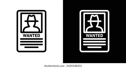 Wanted Line Icon on White Background for Web.