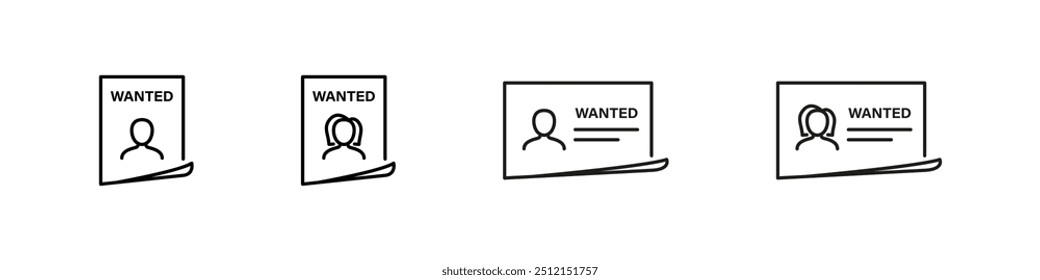 Wanted list icon. 
Crime search symbol.