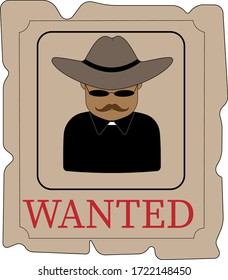 The wanted man. Vector image, illustration, wanted.