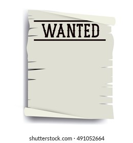 Wanted paper poster icon. Search and western theme. Vintage retro and isolated design. Vector illustration