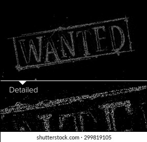 Wanted Particles Text on Back Background, vector illustration