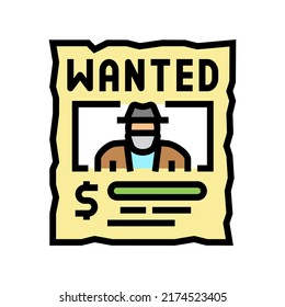 wanted poster color icon vector. wanted poster sign. isolated symbol illustration