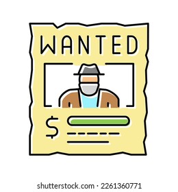 wanted poster color icon vector. wanted poster sign. isolated symbol illustration
