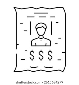 wanted poster crime line icon vector. wanted poster crime sign. isolated contour symbol black illustration