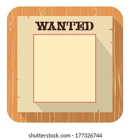 Wanted poster for face.Vector icon of flat design style illustration