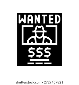 wollte Poster Glyphe Icon Vektor. Ich wollte ein Plakatschild. einzelne Symbolgrafik