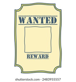 Wanted poster in hand drawn doodle illustration frame background for kids