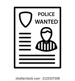 Wanted Poster Icon. Bold outline design with editable stroke width. Vector Illustration.