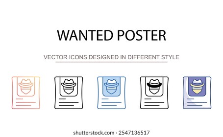 Wanted Poster icon design with white background stock illustration