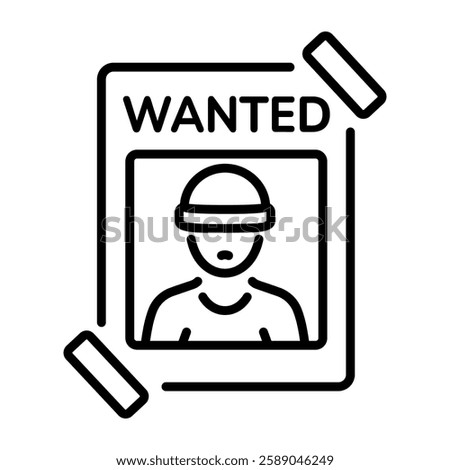 Wanted poster icon in line style 