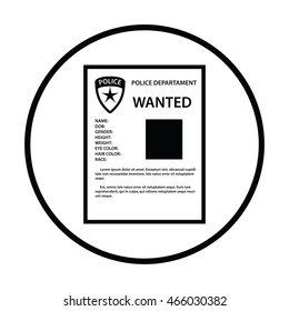 Wanted poster icon. Thin circle design. Vector illustration.