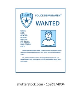 Wanted Poster Icon. Thin Line With Blue Fill Design. Vector Illustration.