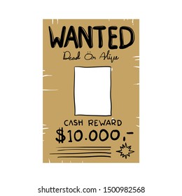 wanted poster illustration vector doodle handdrawn style