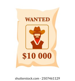 Wanted poster is offering a ten thousand dollar reward for the capture of a dangerous outlaw cowboy