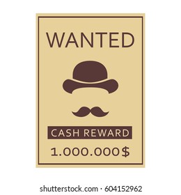 Wanted poster on wood wall texture for portrait.Western vintage paper
