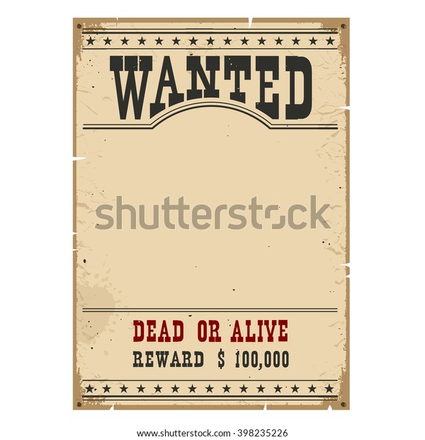 Wanted poster on wood wall texture for\
portrait.Western vintage\
paper