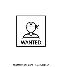 Wanted, Poster, Pirate Icon. Element Of Pirate Thin Line Icon