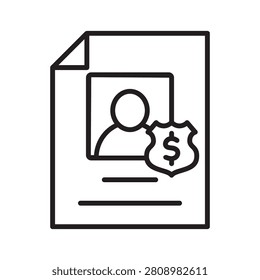 Wanted poster with a suspect's profile and reward money line icon, representing fugitives and bounties.