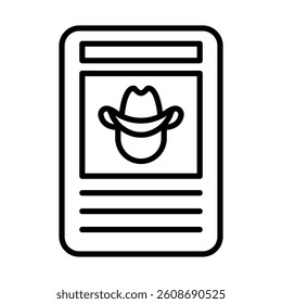 Wanted Poster Vector Line Icon Design