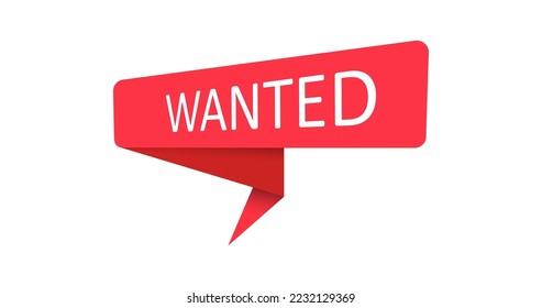 Wollte. Ein rotes Banner, Zeiger, Aufkleber, Label oder Sprachblase für Apps, Websites und kreative Ideen. Vektordesign