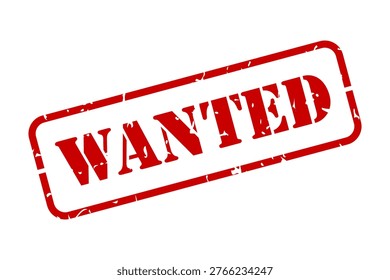 Wanted red rubber stamp with texture vector illustration