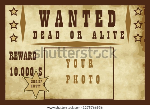 Wanted Retro Poster Wild West Banner Stock Vector (Royalty Free) 1275766936