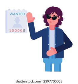 Wanted reward poster, flat style icon 