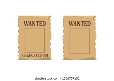 Wanted For Reward Poster. Vector Illustration In Flat Design