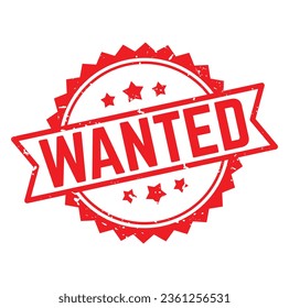 Wanted Rubber Stamp. Red Wanted Rubber Grunge Stamp Seal Vector Illustration - Vector