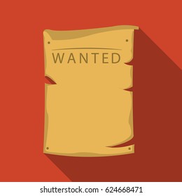 Wanted. Singe western icon from the wild west flate.