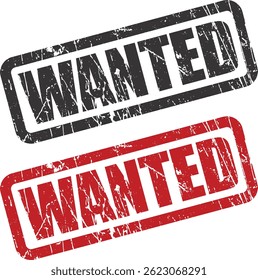Wanted Stamp – Grunge Text Concept Seal Vector Illustration