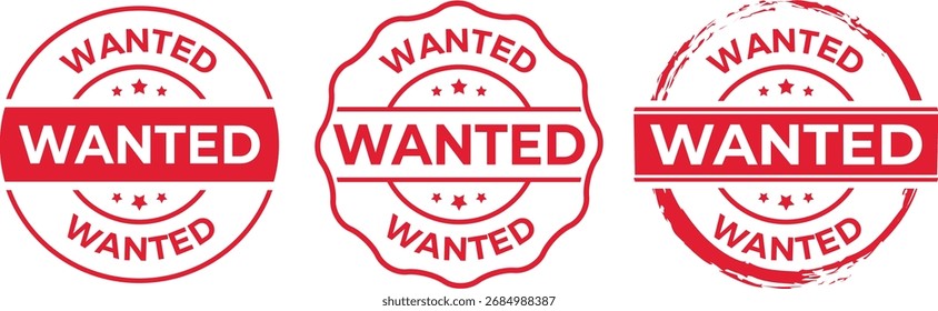 Sello buscado en tinta roja sobre fondo blanco | Insignias de texto buscado estilo retro para promoción, marketing y diseño