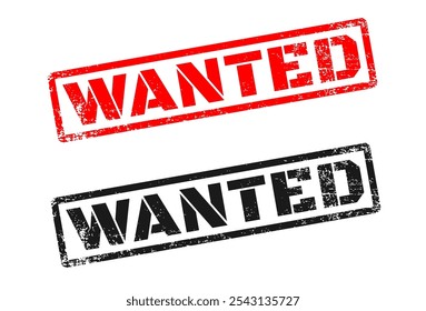 WANTED stamp set. Grunge seal vector.