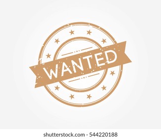 wanted. stamp sign brown