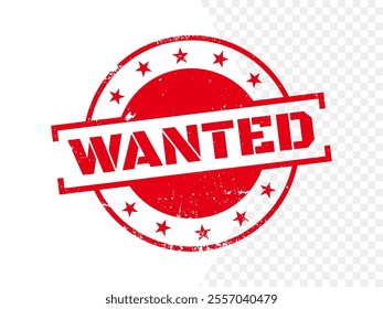 Wanted stamp. Wanted Sign. Wanted icon. Circle vector red grunge rubber stamp. Wanted text isolated on white background