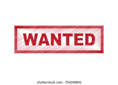 Wanted text rubber seal stamp watermark.Horizontal vector red ink sticker on a white background.